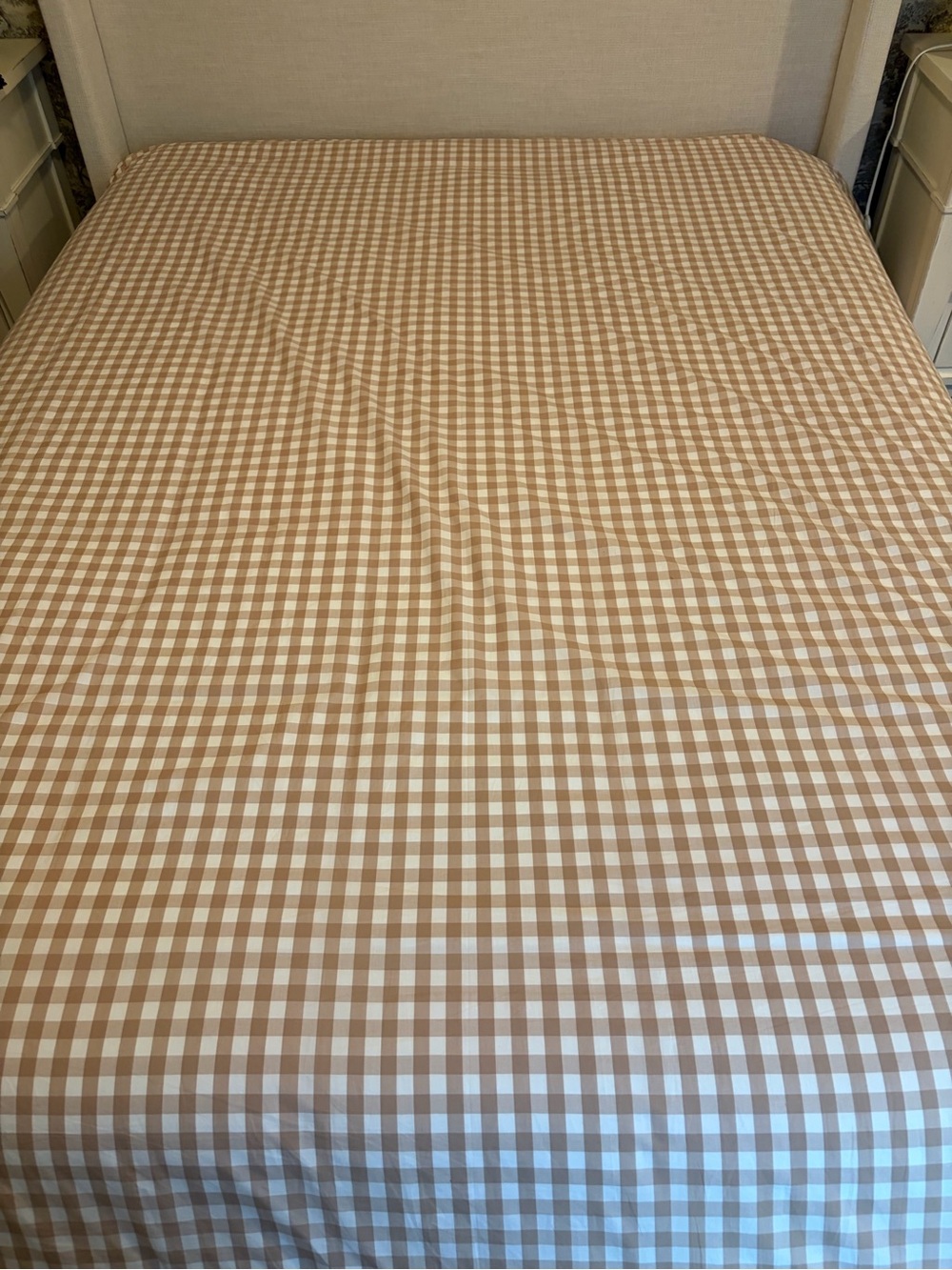 Quince Tan and White Gingham Duvet Cover